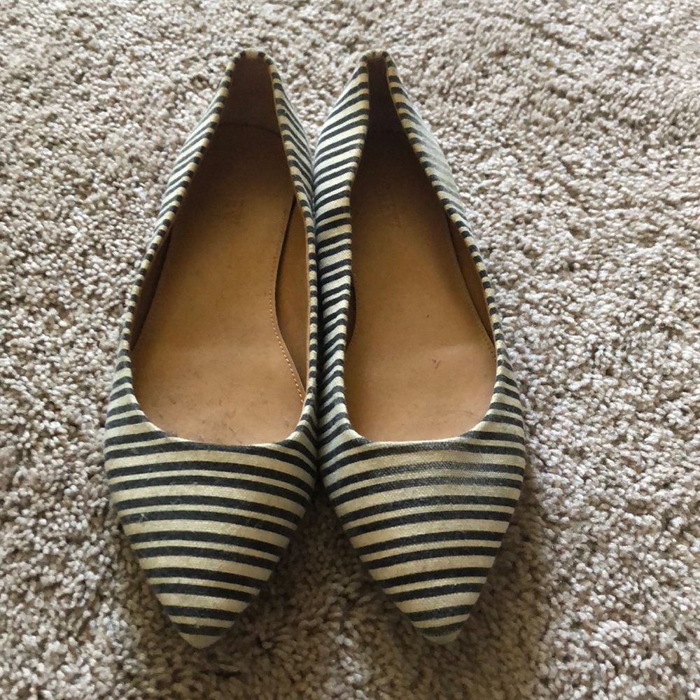 Jcrew flats black and white striped